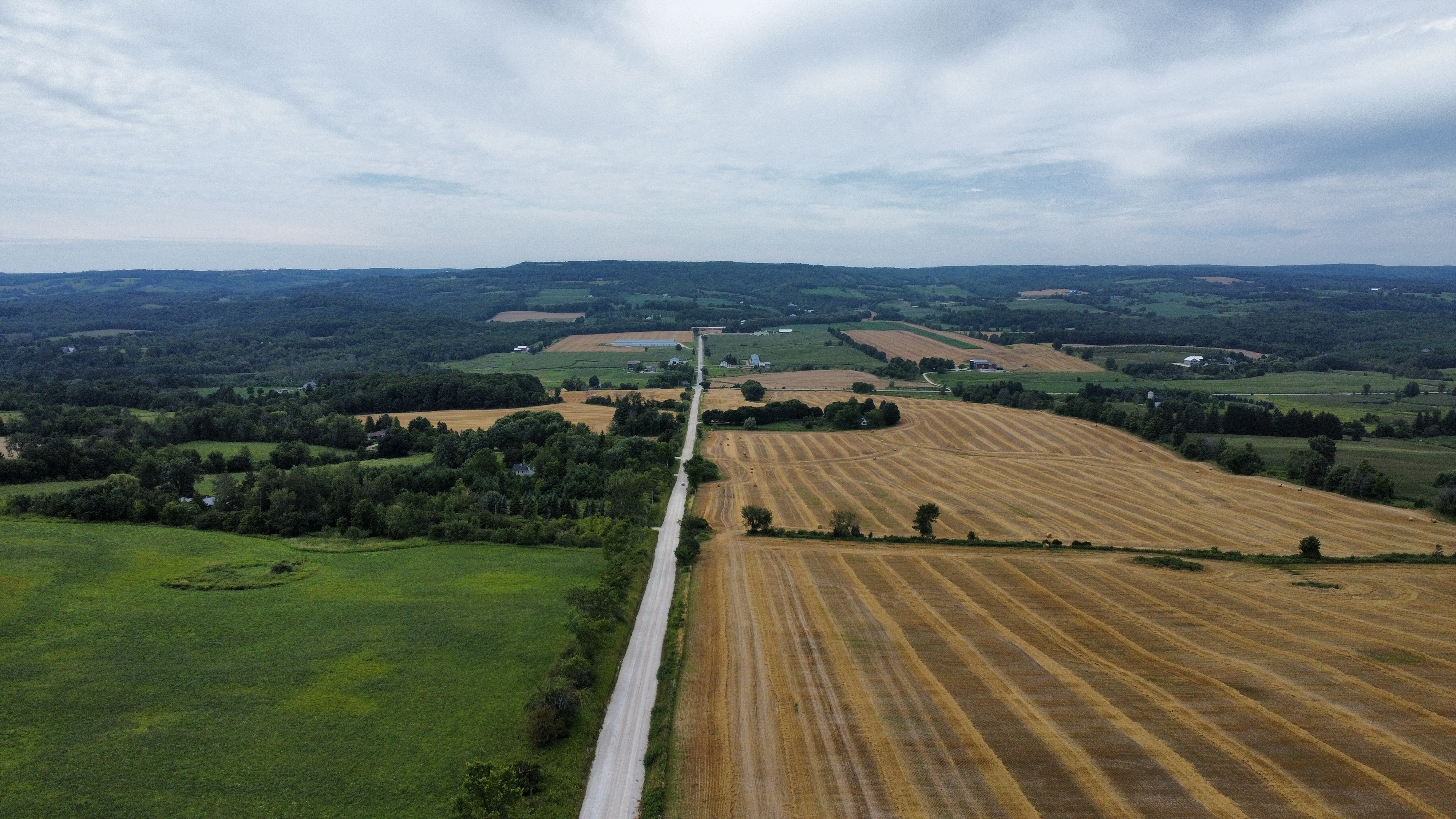 Farmland from drone showing crop patterns